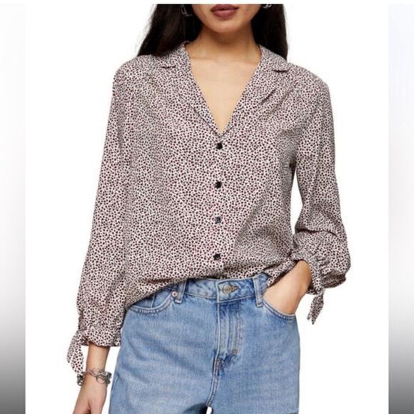 TOPSHOP Leopard Print Button Up Blouse size 4 - Picture 1 of 8